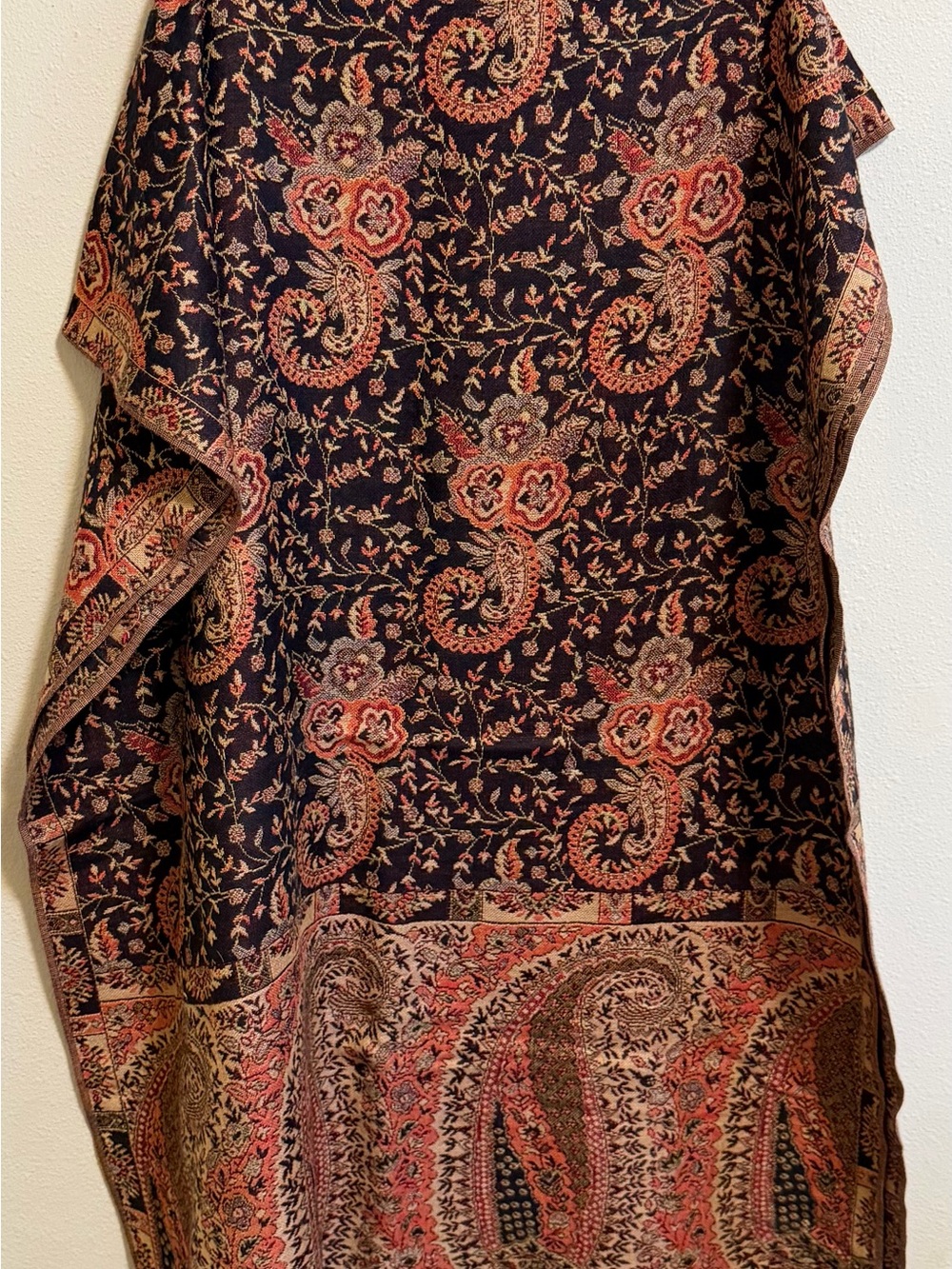 Reversible Paisley Woven Shawl Wrap Fringe Boho Blanket Scarf One Size